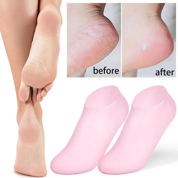 Silicone Gel Moisturizing Spa Socks – Exfoliating, Anti-Slip, Heel & Foot Care for Dry, Cracked Skin (Unisex)