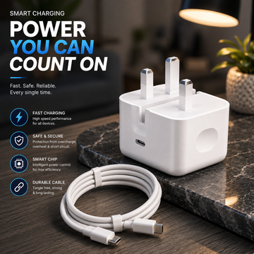 NFC 20W 3 PIN FAST CHARGER For iOS Safe Battery Care + FREE Fast iPhone Cable