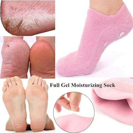 Silicone Gel Moisturizing Spa Socks – Exfoliating, Anti-Slip, Heel & Foot Care for Dry, Cracked Skin (Unisex)