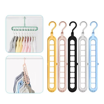 Universal 9 Hole Magic Clothes Hanger – Space Saving Multifunction Foldable Clothes Organizer