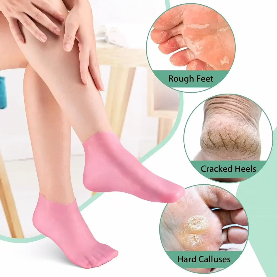Silicone Gel Moisturizing Spa Socks – Exfoliating, Anti-Slip, Heel & Foot Care for Dry, Cracked Skin (Unisex)( BUY 1 GET 1 FREE)