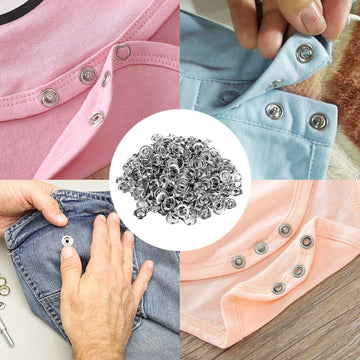 High-Quality Metal Tich Button Tool Kit with 100  Ring Buttons